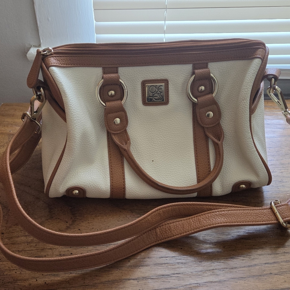 Joe's Jeans Cream and Brown Satchel